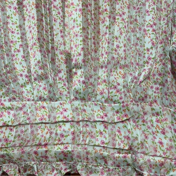 For Love And Lemons Pink and Green Ruffled Crop Blouse - Picture 11 of 15